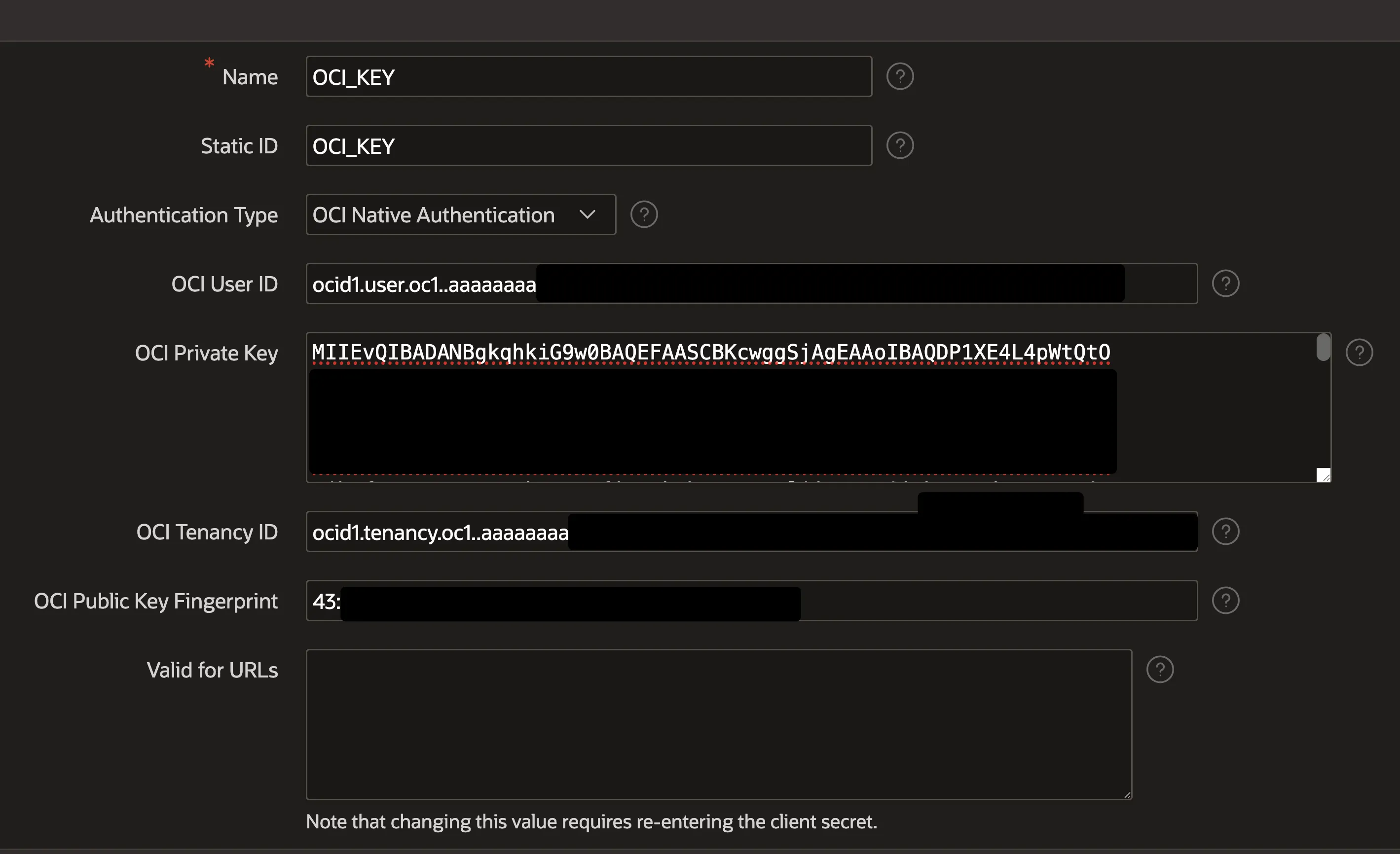 Create new Web Credential