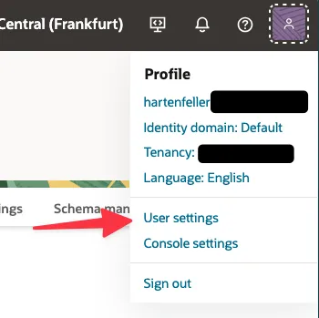 User settings